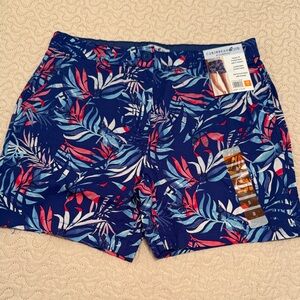 Caribbean Joe Blue and Red High Waist Women Tropical Print Shorts Size 8
